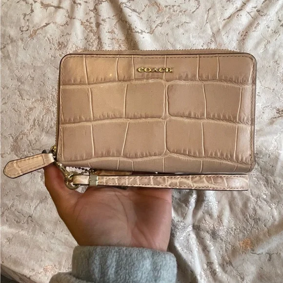 Coach Bags Croc Embossed Double Zip Coach Wallet Poshmark